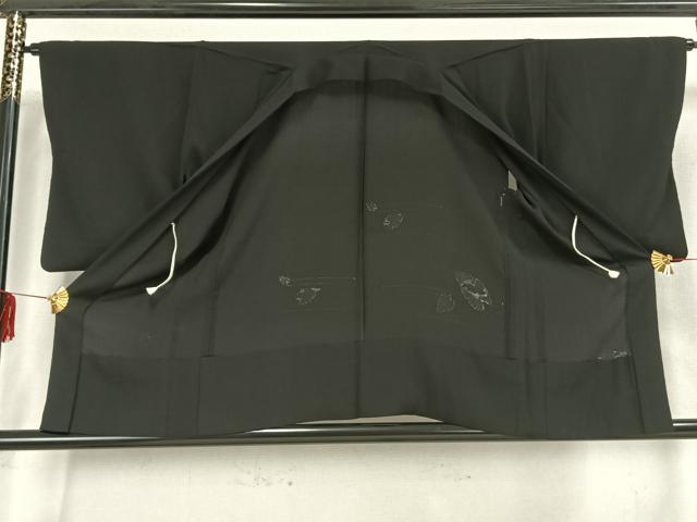 平和屋着物▽羽織 スリーシーズン 春夏秋 塵除け 舞花文 黒地 銀糸 正絹 逸品 AAAZ9106fy