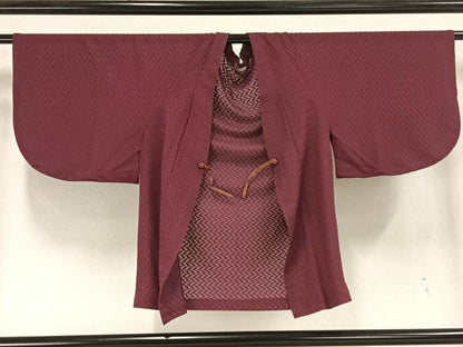 平和屋着物▽羽織 スリーシーズン 春夏秋 塵除け 抽象地紋 浅蘇芳色 正絹 逸品 AAAZ9107fy