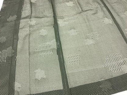 平和屋着物▽道行コート　スリーシーズン　春夏秋　塵除け　幾何学文　黒地　ロング丈　正絹　逸品　AAAZ9109fy