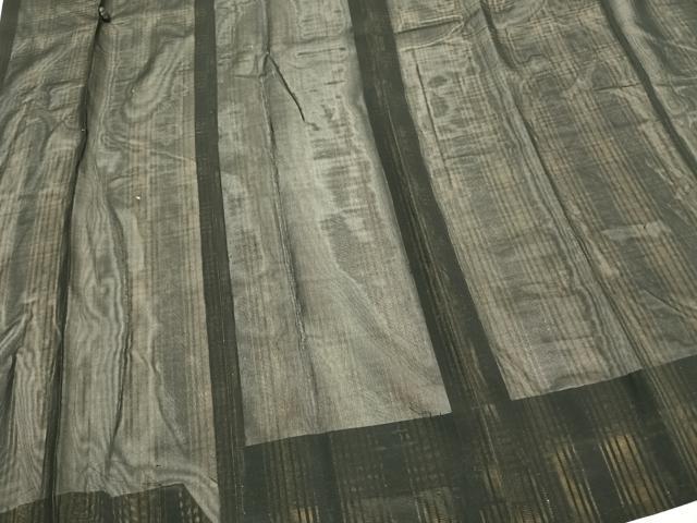 平和屋着物▽道行コート　スリーシーズン　春夏秋　塵除け　格子　黒地　銀糸　ロング丈　正絹　逸品　AAAZ9111fy