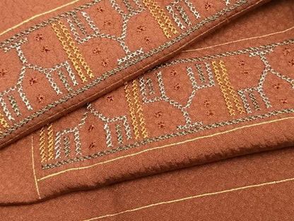 平和屋着物▽道行コート 刺繍 横段文 ロング丈 正絹 逸品 AAAZ9112fy