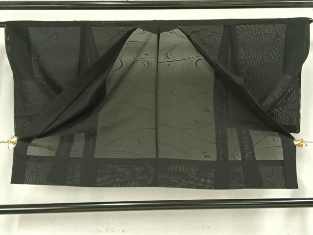 平和屋着物▽羽織　スリーシーズン　春夏秋　塵除け　流水文　黒地　正絹　逸品　未使用　AAAZ9114fy
