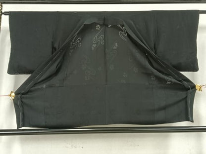 平和屋着物▽羽織 スリーシーズン 春夏秋 塵除け 舞花文 黒地 正絹 逸品 AAAZ9116fy