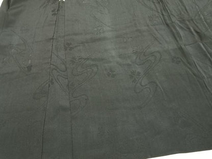平和屋着物▽羽織 スリーシーズン 春夏秋 塵除け 舞花文 黒地 正絹 逸品 AAAZ9116fy