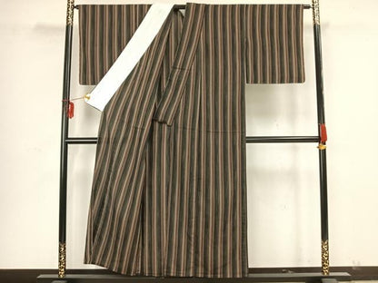 平和屋着物▽お召 単衣 間道 正絹 逸品 未使用 AAAZ9118fy