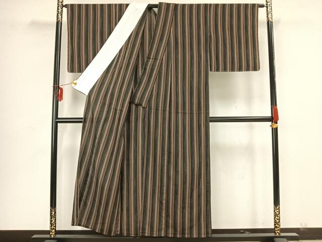 平和屋着物▽お召 単衣 間道 正絹 逸品 未使用 AAAZ9118fy