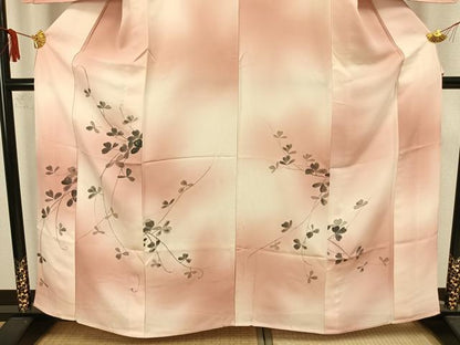 平和屋着物▽訪問着 単衣 手描き 蔦の葉文 正絹 逸品 AAAZ9123fy