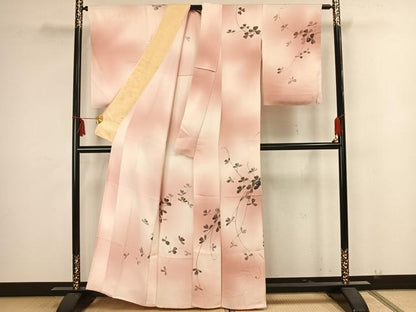 平和屋着物▽訪問着 単衣 手描き 蔦の葉文 正絹 逸品 AAAZ9123fy