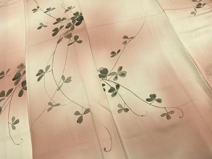 平和屋着物▽訪問着 単衣 手描き 蔦の葉文 正絹 逸品 AAAZ9123fy