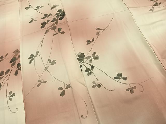 平和屋着物▽訪問着 単衣 手描き 蔦の葉文 正絹 逸品 AAAZ9123fy