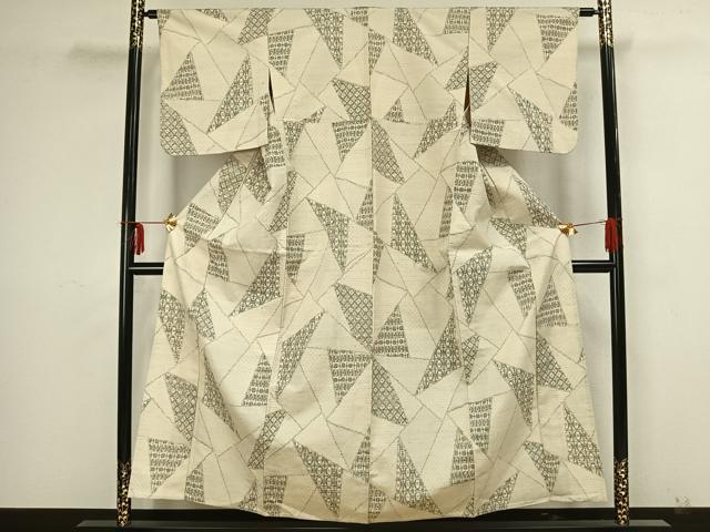 平和屋着物▽上質な紬 単衣 切嵌文 正絹 逸品 AAAZ9125fy