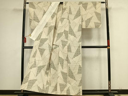 平和屋着物▽上質な紬 単衣 切嵌文 正絹 逸品 AAAZ9125fy