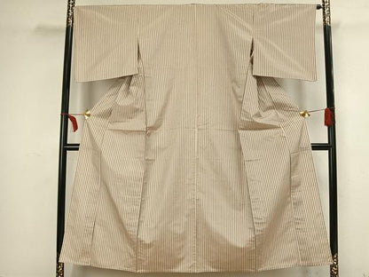 平和屋着物▽お召 単衣 縞 正絹 逸品 AAAZ9127fy