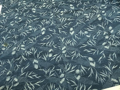 平和屋着物▽上質な紬 単衣 草葉文 正絹 逸品 AAAZ9129fy