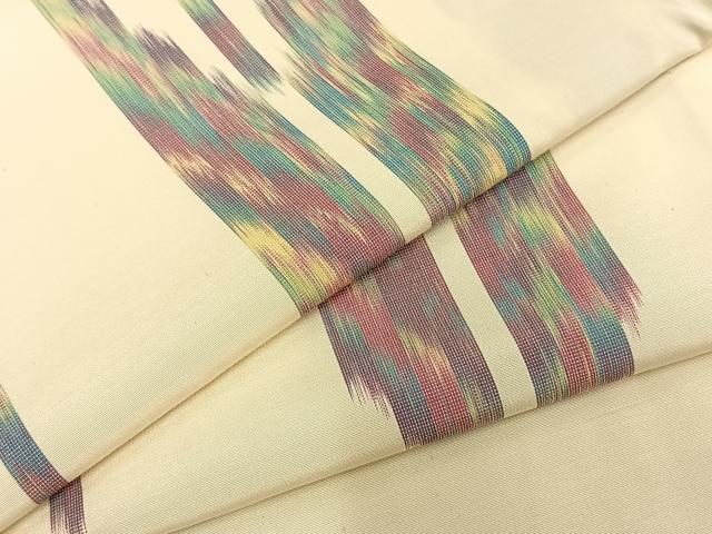 平和屋着物▽お召 単衣 矢羽文 正絹 逸品 AAAZ9132fy