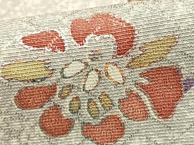 平和屋着物▽上質な小紋 単衣 草花雪芝文 暈し染め 銀彩 正絹 逸品 AAAZ9134fy