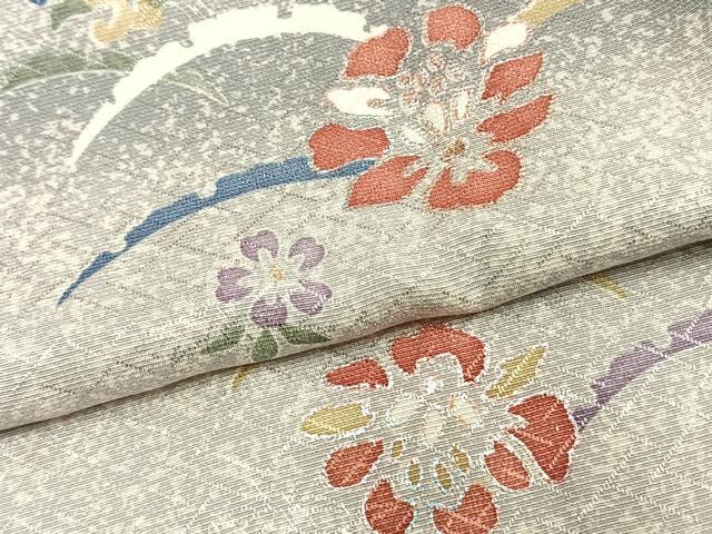 平和屋着物▽上質な小紋 単衣 草花雪芝文 暈し染め 銀彩 正絹 逸品 AAAZ9134fy