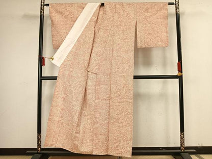 平和屋着物▽上質な紬 単衣 幾何学文 正絹 逸品 AAAZ9135fy