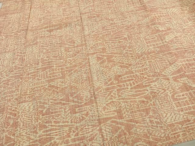 平和屋着物▽上質な紬 単衣 幾何学文 正絹 逸品 AAAZ9135fy