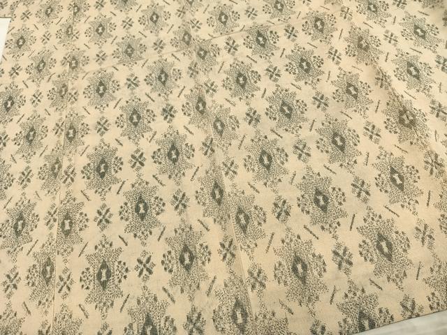 平和屋着物▽本塩沢 単衣 幾何学文 正絹 逸品 未使用 AAAZ9136fy
