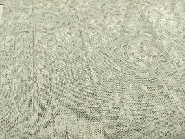 平和屋着物▽上質な紬　単衣　枝葉文　正絹　逸品　AAAZ9137fy