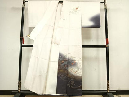 平和屋着物▽訪問着 単衣 刺繍 草花文 金銀彩 高島屋扱い 正絹 逸品 AAAZ9139fy