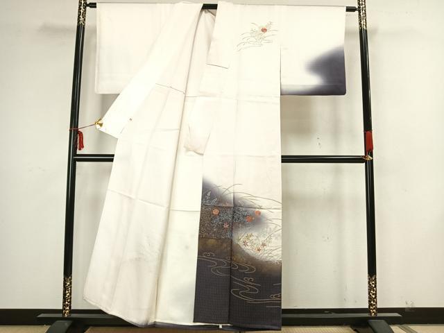 平和屋着物▽訪問着 単衣 刺繍 草花文 金銀彩 高島屋扱い 正絹 逸品 AAAZ9139fy