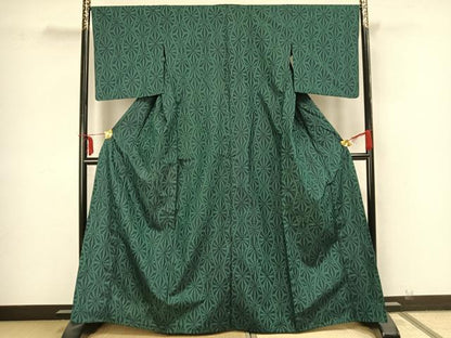 平和屋着物▽上質な紬　単衣　立涌文　正絹　逸品　AAAZ9140fy