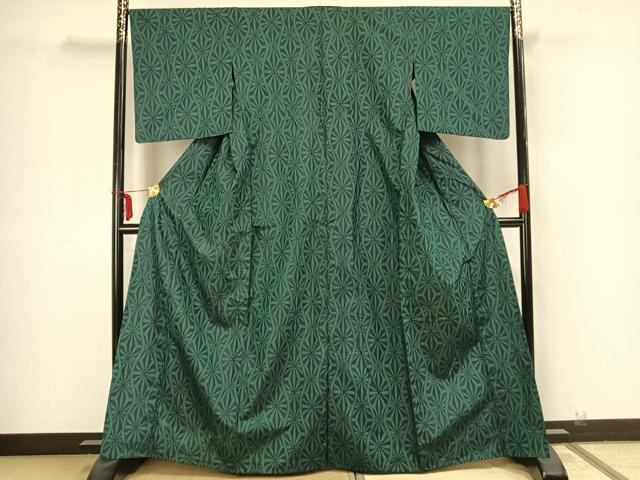 平和屋着物▽上質な紬　単衣　立涌文　正絹　逸品　AAAZ9140fy