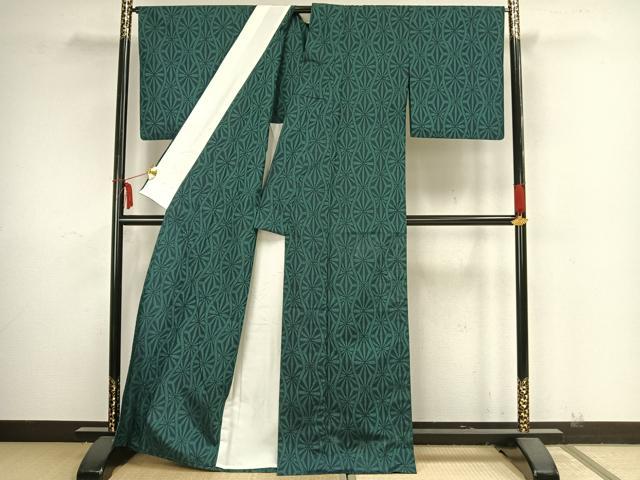 平和屋着物▽上質な紬　単衣　立涌文　正絹　逸品　AAAZ9140fy