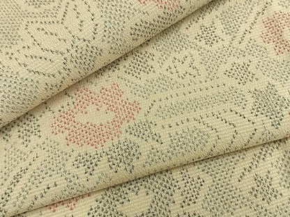 平和屋着物▽本塩沢 単衣 草花文 正絹 逸品 AAAZ9144fy