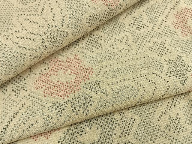 平和屋着物▽本塩沢 単衣 草花文 正絹 逸品 AAAZ9144fy