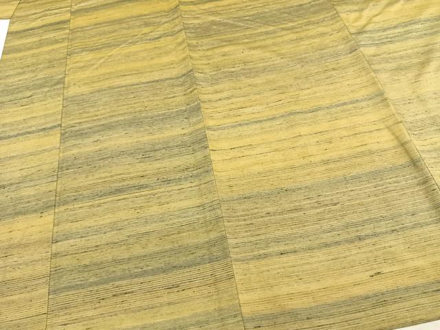 平和屋着物▽上質な紬 単衣 横縞 正絹 逸品 AAAZ9145fy