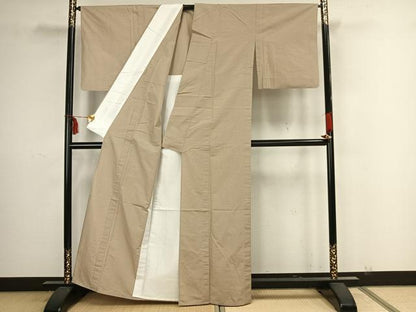 平和屋着物▽お召 単衣 縞 正絹 逸品 AAAZ9146fy