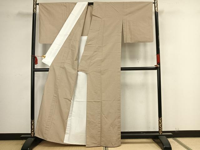 平和屋着物▽お召 単衣 縞 正絹 逸品 AAAZ9146fy
