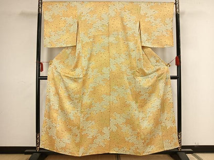 平和屋着物▽上質な小紋 単衣 草花文 正絹 逸品 未使用 AAAZ9148fy