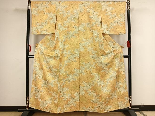 平和屋着物▽上質な小紋 単衣 草花文 正絹 逸品 未使用 AAAZ9148fy