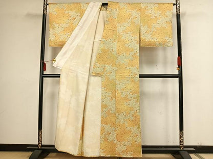 平和屋着物▽上質な小紋 単衣 草花文 正絹 逸品 未使用 AAAZ9148fy