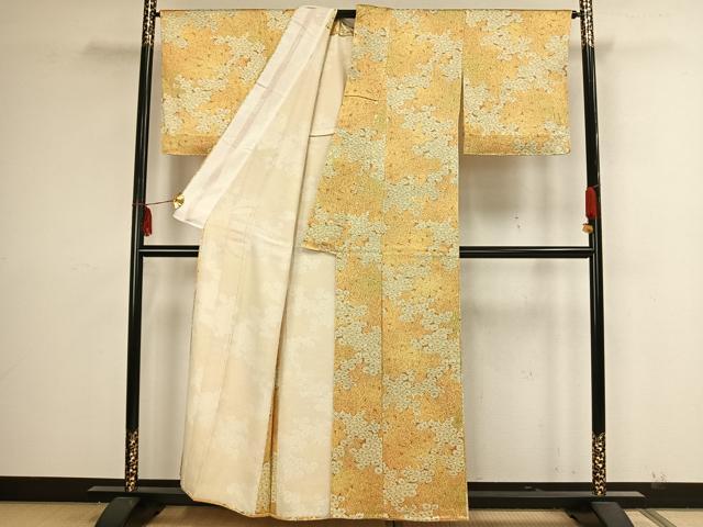 平和屋着物▽上質な小紋 単衣 草花文 正絹 逸品 未使用 AAAZ9148fy