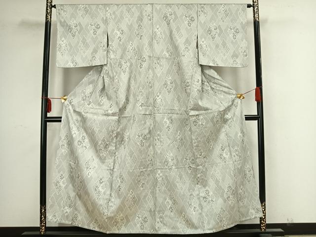 平和屋着物▽お召　単衣　幾何学文様　正絹　逸品　AAAZ9149fy