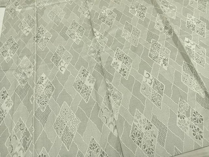 平和屋着物▽お召　単衣　幾何学文様　正絹　逸品　AAAZ9149fy