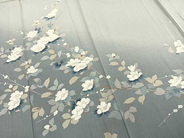 平和屋着物▽訪問着 単衣 枝花文 正絹 逸品 AAAZ9151fy
