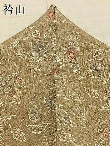 平和屋着物▽上質な小紋 単衣 草花文 鬼しぼ縮緬 正絹 逸品 AAAZ9152fy