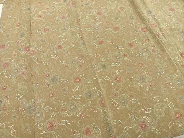 平和屋着物▽上質な小紋 単衣 草花文 鬼しぼ縮緬 正絹 逸品 AAAZ9152fy