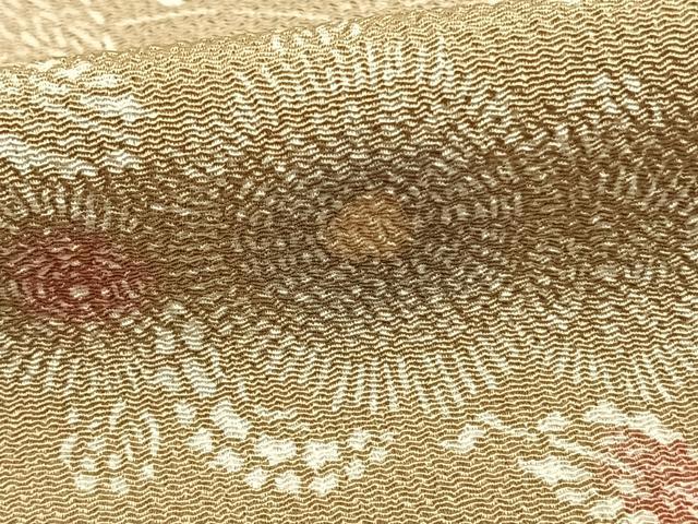 平和屋着物▽上質な小紋 単衣 草花文 鬼しぼ縮緬 正絹 逸品 AAAZ9152fy
