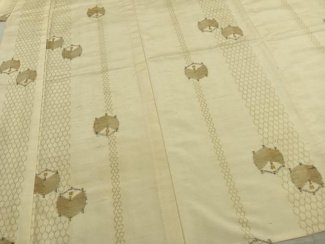 平和屋着物▽上質な紬　単衣　糸巻文　正絹　逸品　未使用　AAAZ9153fy