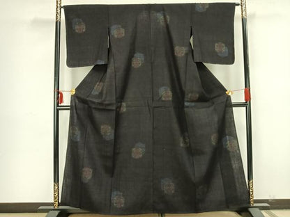 平和屋着物▽本場結城紬 重要無形文化財 単衣 80亀甲 亀甲文様 正絹 逸品 未使用 AAAZ9154fy