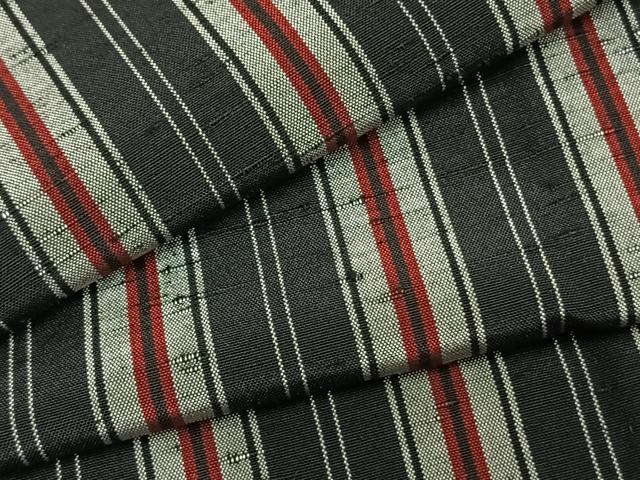 平和屋着物▽上質な紬 単衣 縞 正絹 逸品 AAAZ9157fy