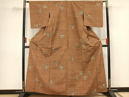 平和屋着物▽上質な紬 単衣 人物文 正絹 逸品 未使用 AAAZ9160fy
