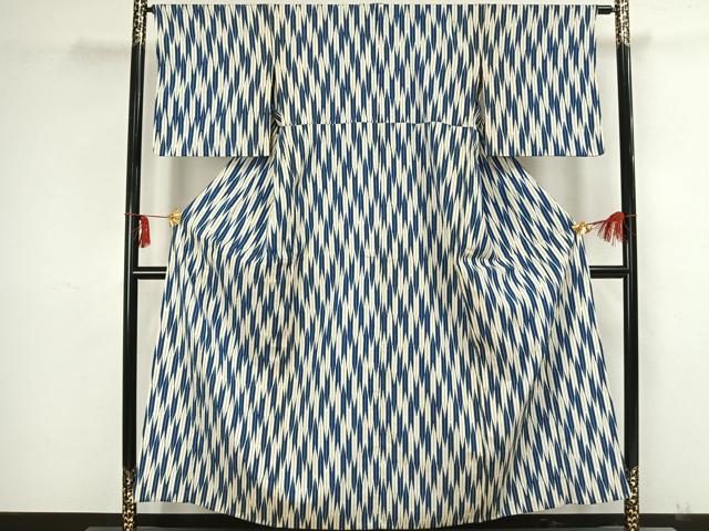 平和屋着物▽お召　単衣　矢羽文　やまと誂製　正絹　逸品　AAAZ9162fy